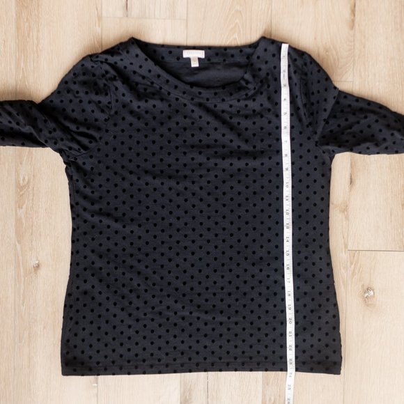 Women’s Talbots Black Velvet Polka Long Sleeve‎ Blouse size M - Picture 12 of 13